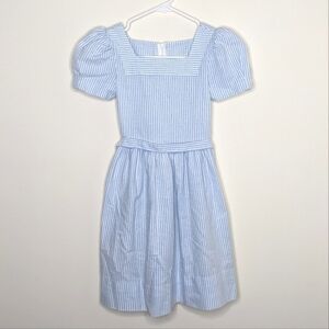Vintage Her Majesty Seersucker Blue Cap Sleeve Dress USA 8